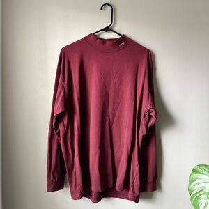 New Mexico State Red Mock Neck Cotton Long Sleeve T-Shirt